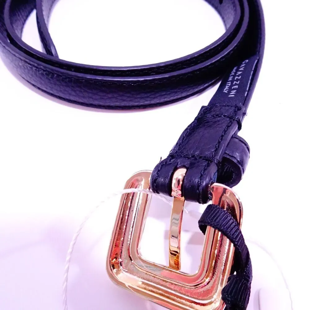 Veronica Beard Gavazzeni GLORIOSA Leather Gold Buckle Belt Sz S 85 NWT 140